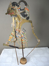 Alte Indonesische Puppentheaterfigur Leder handbemalt