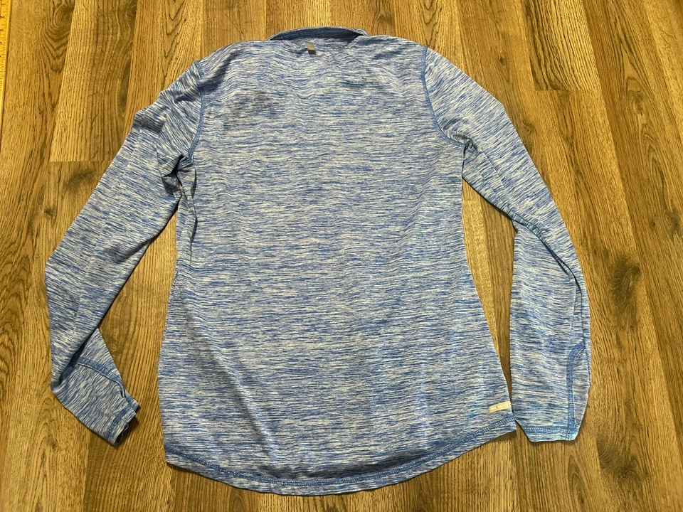 Camisa Danskin Now, Mujer Talla Pequeña, Azul, 1/4 Cremallera, Semi-Ajustada, Manga Larga Foto 2 de 4