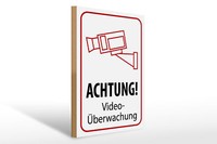 Holzschild Hinweis 30X40 Cm Achtung VideoüBerwachung Deko Schild Wooden Sign