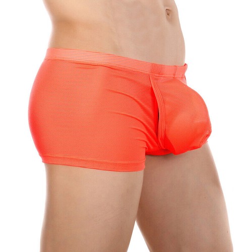 Men's Mesh Underwear Boxer Sexy Sheer Underpants Side Open Crotch Pouch Trunks - Picture 16 of 40