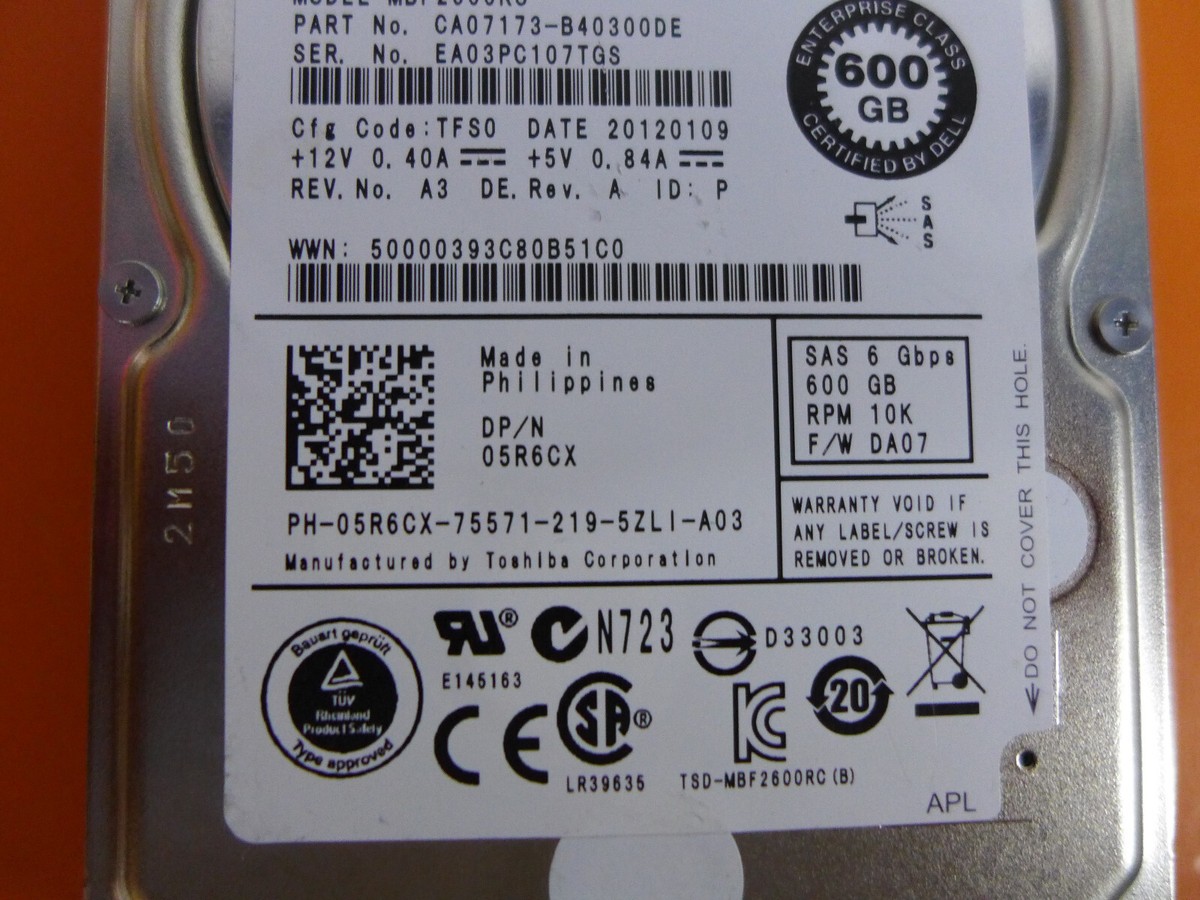 Genuine Dell 600GB 10K SAS 2.5 6Gbps Hard Drive 5R6CX | eBay Genuine Dell 600GB 10K SAS 2.5 6Gbps Hard Drive 5R6CX | eBay