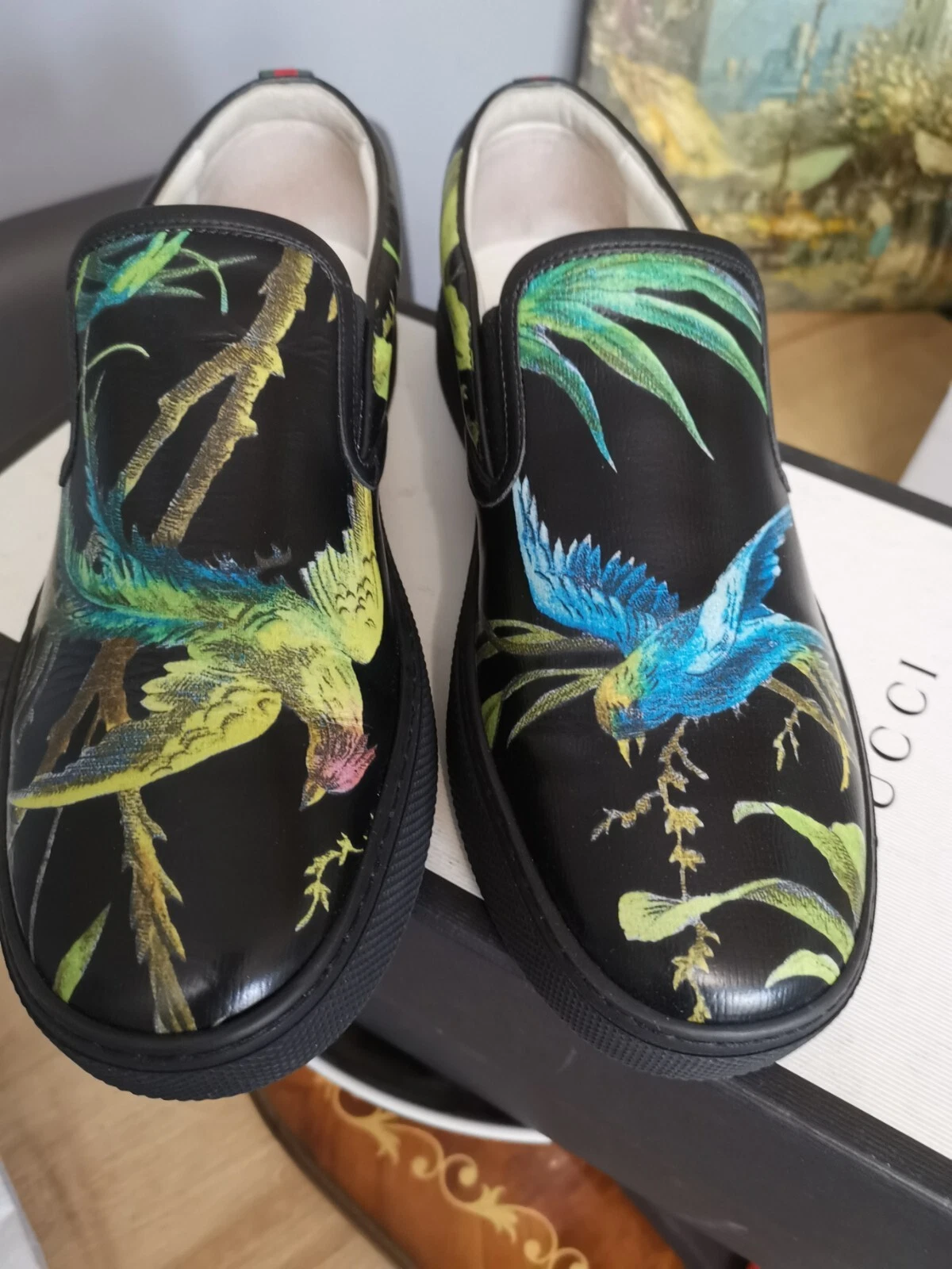 CHAUSSURES À ENFILER HOMME GUCCI IMPRIMÉ JUNGLE POINTURE UK8,5 EU42,5 NEUVES AVEC ÉTIQUETTES PRIX DE VENTE CONSEILLÉ