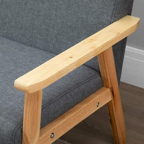 2-Sitzer Sofa Holzrahmen Loveseat Leinenoptik Balkon Doppelsofa Sessel Lounge - Bild 11 von 11