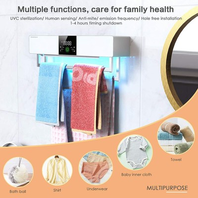 Towel Warmer UV Lights Sterilizer, Tuya WiFi Control Electric Heated Towel  Rack | eBay