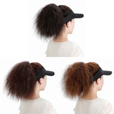 Women Ponytail Curly Hair Wig Hairpiece Visor Cap Travel Beach Hat One-Piece.