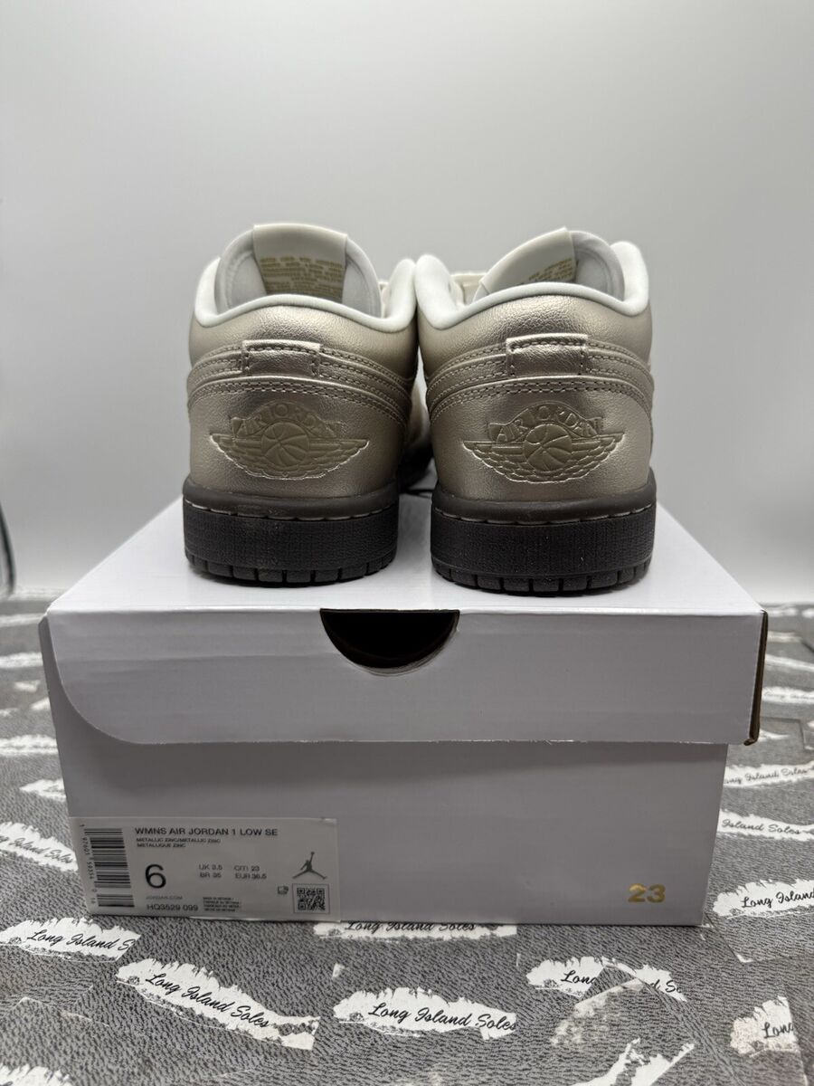 WOMENS AIR JORDAN 1 LOW SE METALLIC ZINC-SUMMIT WHITE HQ3529 WOMENS AIR JORDAN 1 LOW SE METALLIC ZINC-SUMMIT WHITE HQ3529