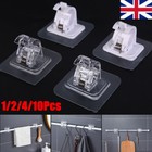 2/4/10X Nail Free Adjustable Curtain Rod Clip Self Adhesive Curtain Holder Hooks