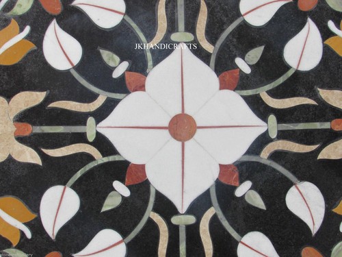 18" Elegant Side Table Top Gemstone Floral Inlaid Work Furniture Table Decor - Picture 2 of 4