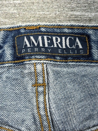 VTG Perry Ellis America Blue Jeans Denim Mens 34W 34L 4R5000 Scovill USA Made - Picture 11 of 20