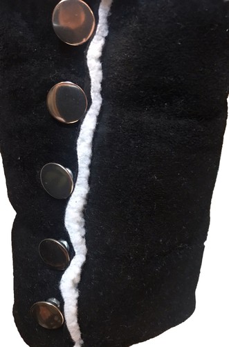 Woman’s Long Suede Black White Trench Coat 3XL Warm Fleece Winter Button Pockets - Picture 5 of 10