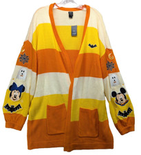 NWT Disney Mickey Mouse Halloween Candy Corn Cardigan Plus Size 1