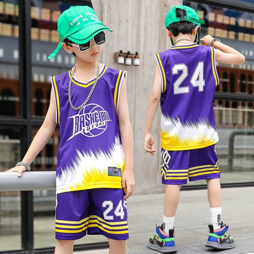 Boys' Summer Basketball Active Kids Uniform - Cool Mesh Jersey & Athletic Shorts - Picture 6 of 29