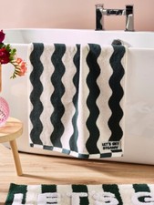 Next Green Lets Get Steamy 100% Cotton Wave Stripe Bath Towel BNWT