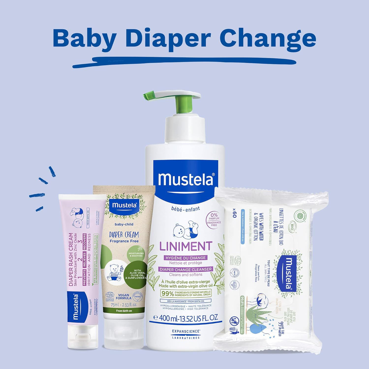 Mustela Baby Diaper Rash Cream 123 Skin Protectant with Zinc Oxide