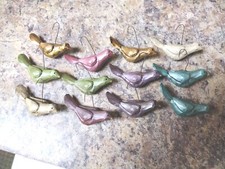 12 Hand Painted Resin Birds Decorations Ornaments Holiday Salem Collection