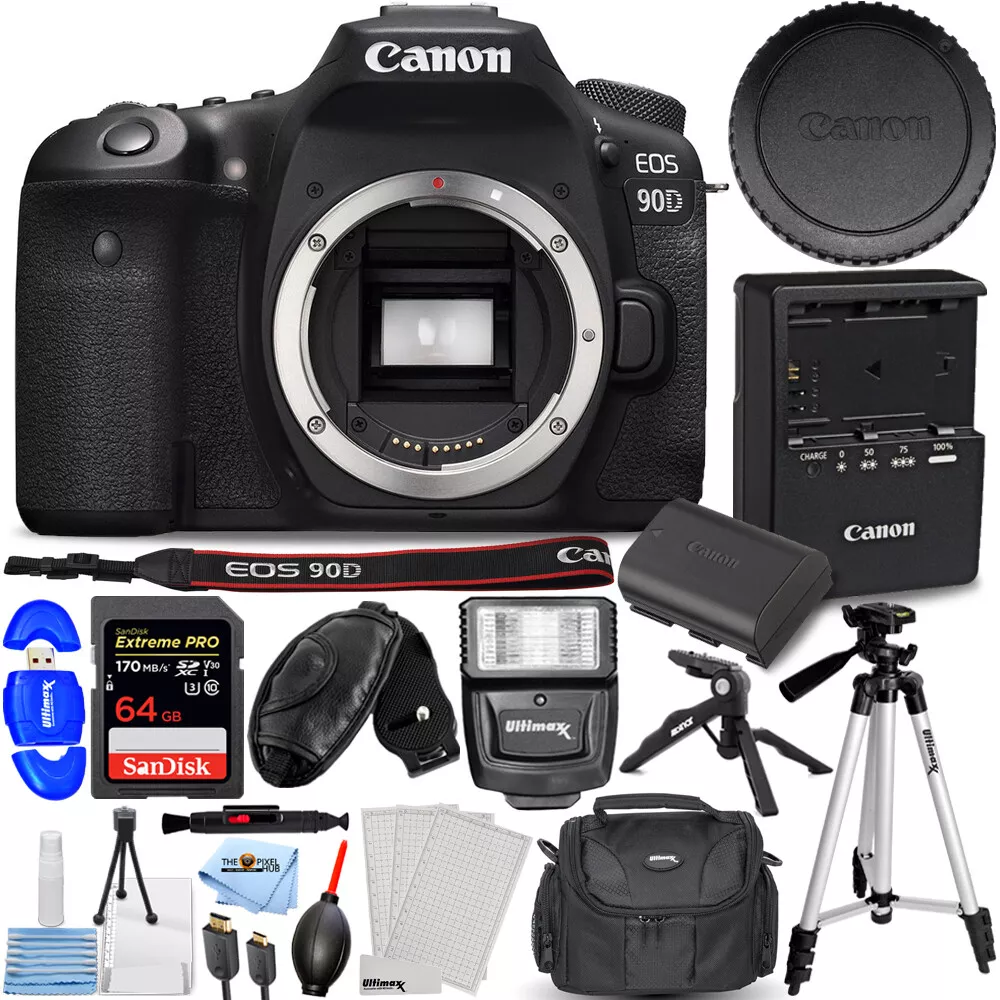 Canon EOS 90D DSLR (Body Only) 3616C002 + 64GB+ Flash + Tripod Bundle  13803316186