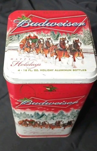 Vintage 2007 Budweiser Clydsdales Sammlerstück Dose 2 Untersetzer Feiertage versiegelt - Bild 3 von 4