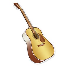 Acoustic Guitar musical instrument band sticker 3" x 6"