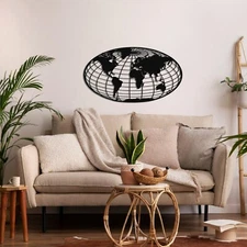 World Map Meridian Metal Wall Art, Wall Decor, Wall Hangings,Home Decor Wall Art