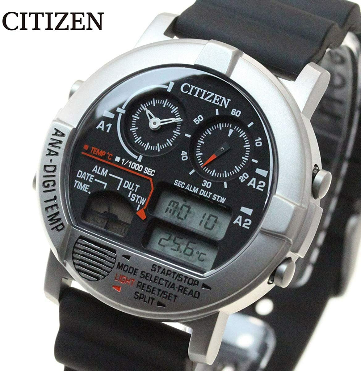 【美品】CITIZEN ANA-DIGI TEMP 腕時計　シルバー CITIZEN RECORD LABEL ANA-DIGI TEMP REPRODUCTION MODEL WATCH