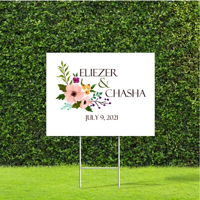 Flower White Background Themed Yard Sign for Wedding Birthday Bridal Shower