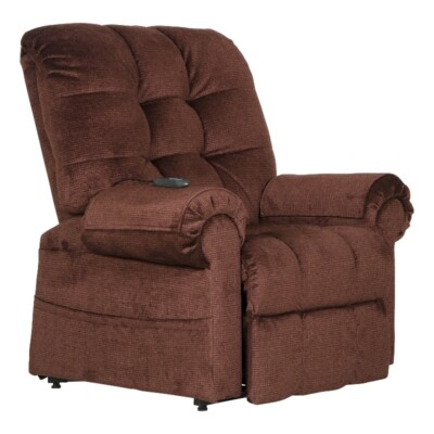 Catnapper Abena Power Lift Assist Lay Flat Recliner in Merlot Polyester Fabric