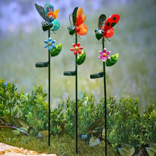 Solar LED Insect Garden Stake BEE LADYBUG or BUTTERFLY Bug Outdoor Yard Decor