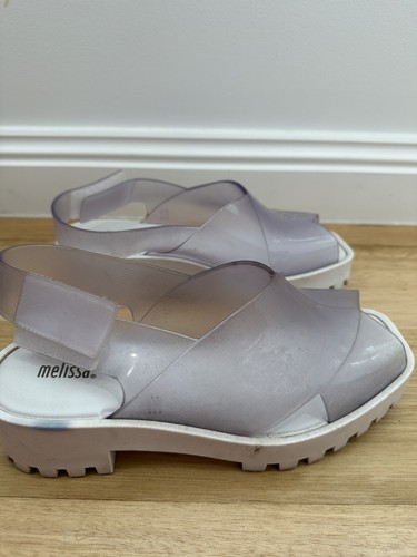 Melissa Cosmospolitan Sandals White Clear Block Heel Sandals EU 37 US 6 - Picture 6 of 12