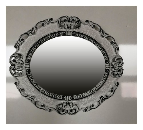 Barock Antik Bilderrahmen in WEIß SCHWARZ Bild Foto Fotorahmen Oval 45x38 cm Neu - Bild 3 von 7