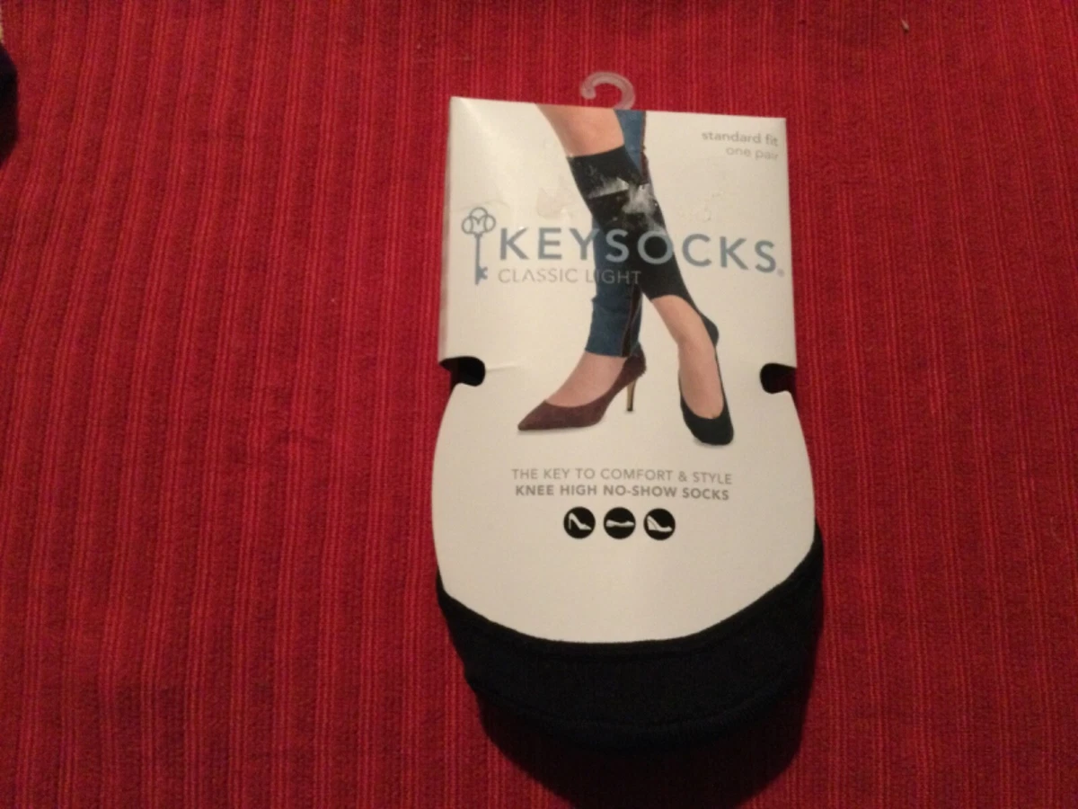 Keysocks Knee High No Show Socks BLACK Shoe 5 12 Plus Classic