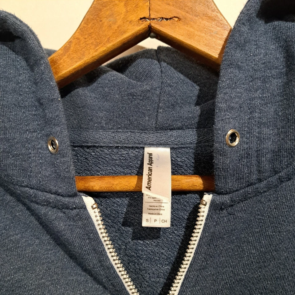Sudadera con capucha American Apparel para hombre cremallera completa pequeña sin cordón azul marino Foto 4 de 4