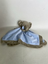 Carters Elephant Lovey Security Blanket Plush Taupe Light Blue Satin Back