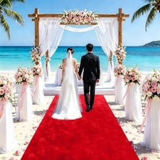 Red Aisle Runner For Wedding Ceremony Velvet Carpet Runner 2x15 FT Rug Mat