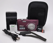 Nikon Coolpix S4100 Plum 14MP Digital Camera Bundle - Fully Tested Working