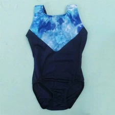 Gymnastics Leotard Girls sz CL Child 12 navy and blue shades tiedye design