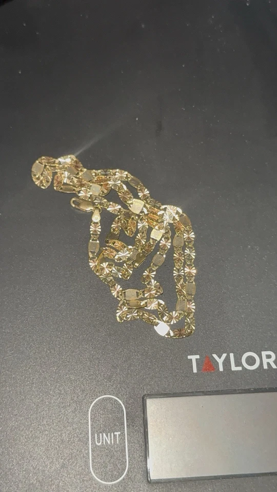 14k Solid Gold Valentino Necklace Tri-color 4mm 24inch Chain - Image 2 of 4