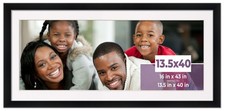 13.5x40 Frame Black With White Picture Mat For 13.5x40 Photo - Black 16x43 Frame