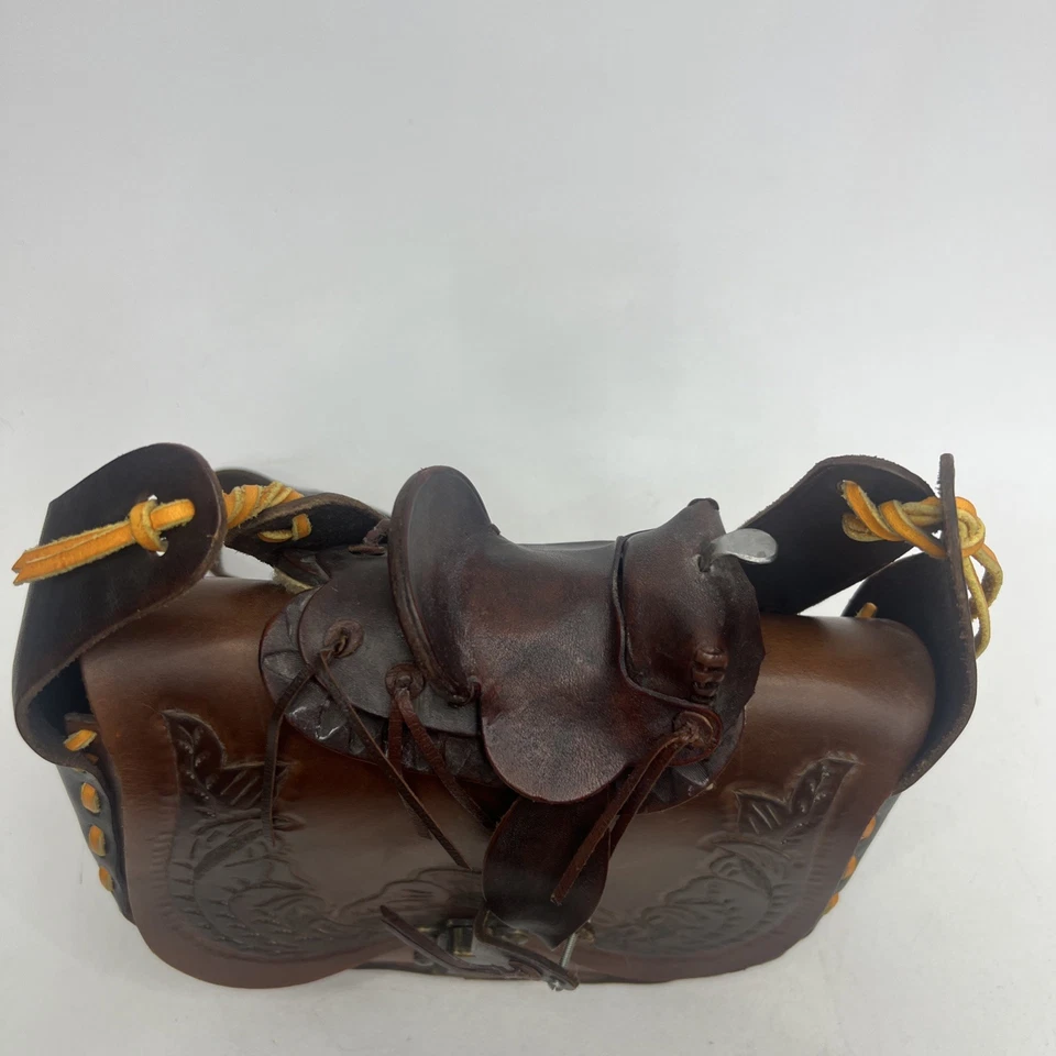 Bolso de hombro vintage de cuero genuino para montar de caballo Foto 2 de 4