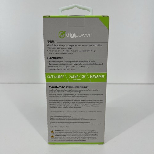 Digipower Dual USB Wall Charger & 3.3ft Lightning Charging Cable MFi-Certified - Photo 2 sur 4