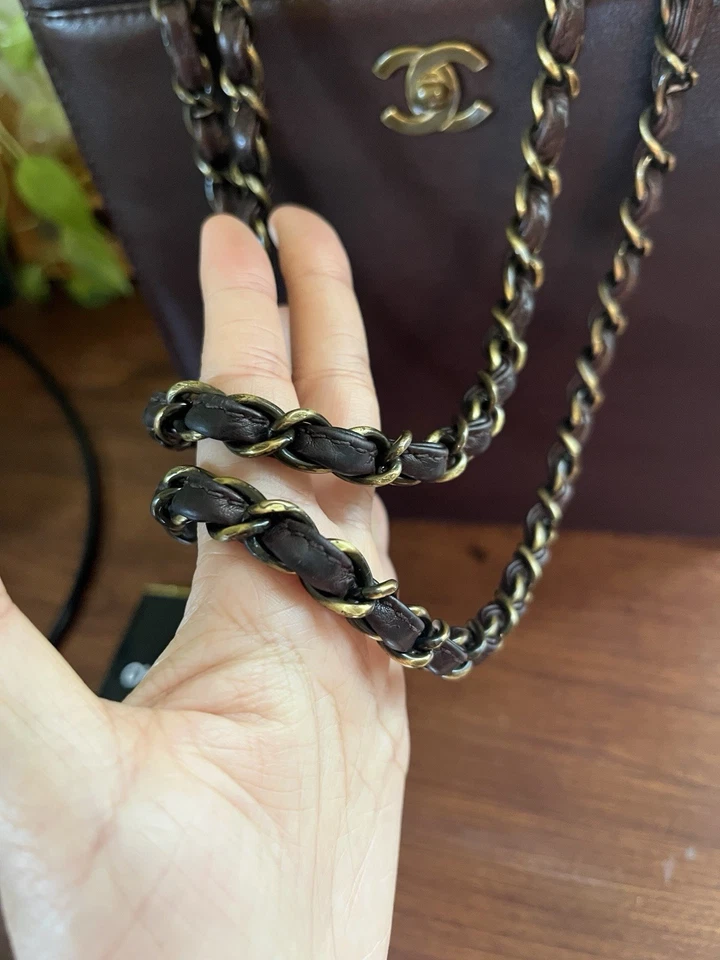 Chanel Trendy Brown Vintage Turn Lock CC Tote Bag With Card And Brochure - Image 3 of 4