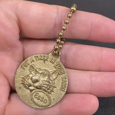 Vtg Brass ESSO PUT A TIGER IN YOUR TANK Key Chain Fob HAPPY MOTORING KEY CLUB