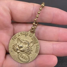 Vtg Brass ESSO PUT A TIGER IN YOUR TANK Key Chain Fob HAPPY MOTORING KEY CLUB