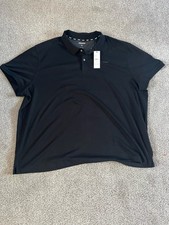 DKNY Men's Black Solid Short Sleeve Collared Polo Shirt Logo 3XL DKPL631