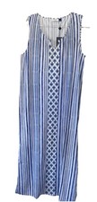 Cabana Life X Talbots NWT UPF 50 Blue White Maxi Resort Vaca Dress XL