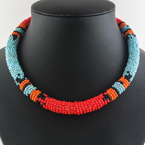 Ethnic Style Handbeaded Turquoise Beads Choker Necklace - 第 1/3 張圖片