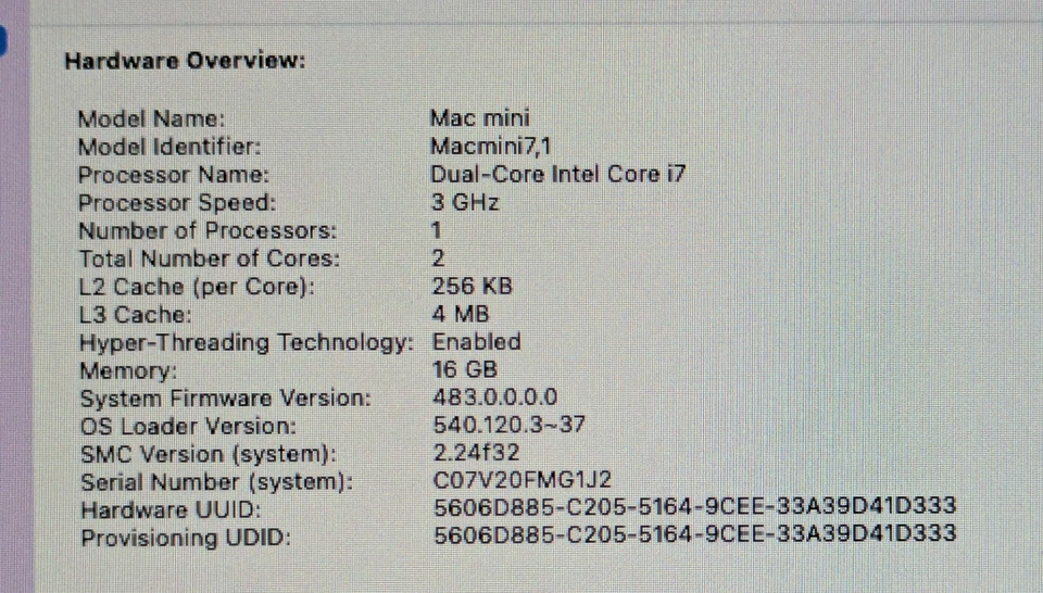 Apple Mac mini A1347 2840 Late 2014 i7-4578U 3.00GHz 16GB RAM 256GB SSD Monterey - Image 4 of 4