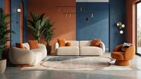 Beiges Wohnzimmer-Set 3+3+1-Sitzer-Sofas Modern Polster-Sofas Sessel