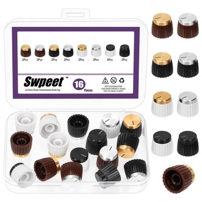 16-teiliges buntes gerändeltes Wellenpotentiometer Knopf-Kit 6 mm