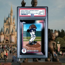 2025 Topps Chrome Disney Mickey MLB Texas Rangers Black Refractor /10 PSA 10