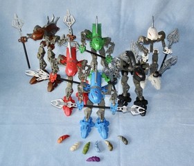 All 6 Lego Bionicle RAHKSHI (8587 ~ 8592) 100% in Canisters + rare PURPLE KRAATA